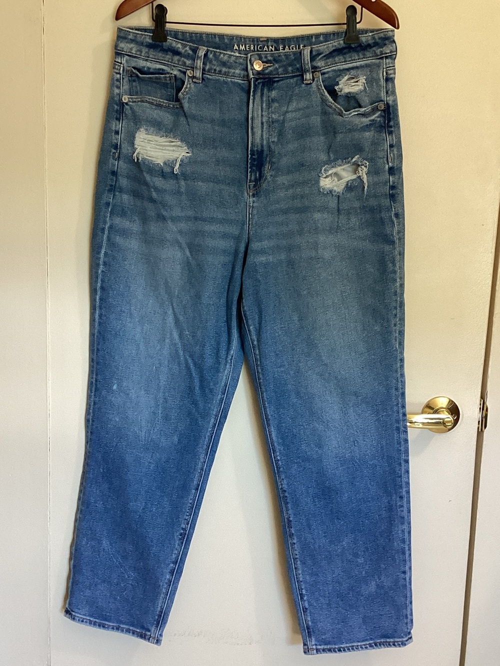 American Eagle Outfitters Medium Blue Distressed Boyfriend Jeans